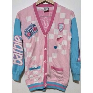 Barbie Living the Dream Cardigan Sz S Oversized BoxLunch Exclusive Pink Blue EUC